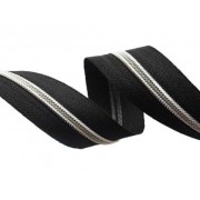 Zip spirálový, nekonečný pás 3mm, černý+ stříbrný, metráž
