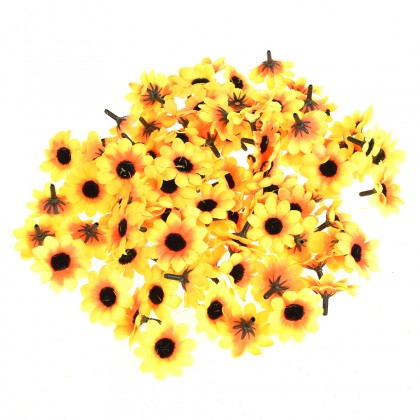 Květ slunečnice, 4 cm,  textilní dekorace, květina