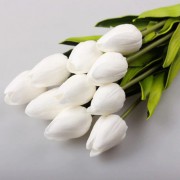 Tulipán,  textilní dekorace, květina bílá