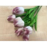 Tulipán,  textilní dekorace, květina fialková s bílou