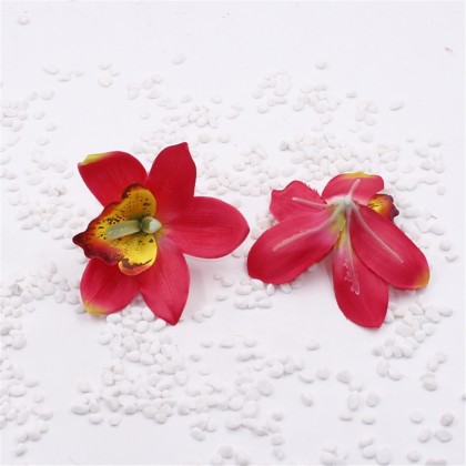 Květ orchidej, textilní dekorace, květina červená - velká