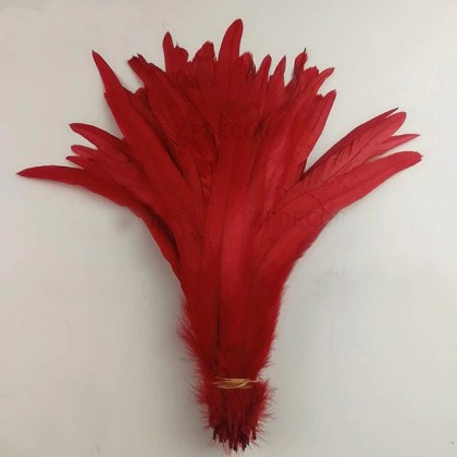 Kohoutí peří barvené 20-30 cm, barva červená