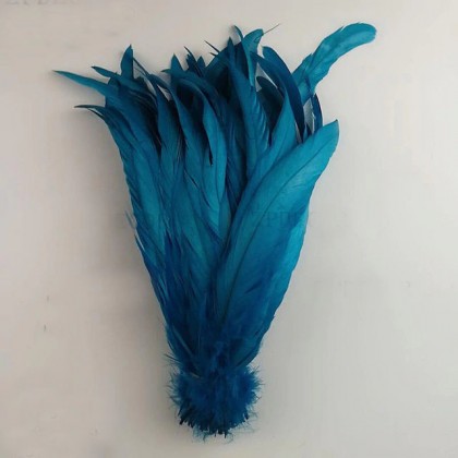 Kohoutí peří barvené 20-30 cm, barva tyrkysová