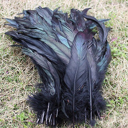Kohoutí peří barvené 15-30 cm, barva přírodní černá II.JAKOST