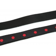 Popruh polypropylenový 25mm pošitý, černý + červený puntík, galanterie, metráž